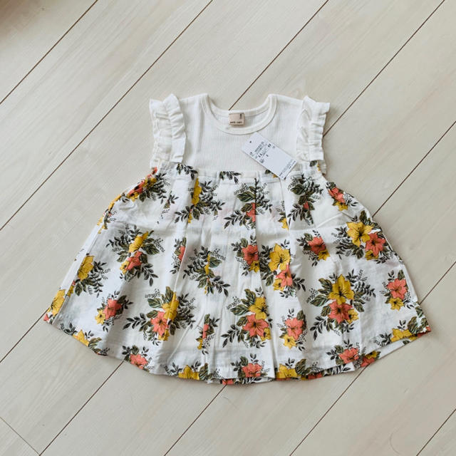 petit main(プティマイン)の新品♡ボタニカル 切り替えチュニック120 キッズ/ベビー/マタニティのキッズ服女の子用(90cm~)(Tシャツ/カットソー)の商品写真