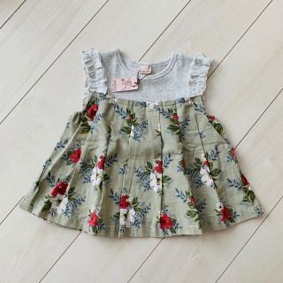 プティマイン(petit main)の新品♡ボタニカル 切り替えチュニック110(Tシャツ/カットソー)