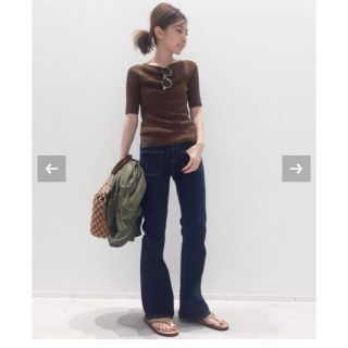 アパルトモンドゥーズィエムクラス(L'Appartement DEUXIEME CLASSE)のボートネック RIB KNIT ブラウン(ニット/セーター)