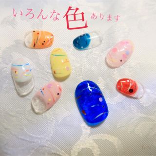 祭りのヨーヨーつりネイル チップ ハンドメイドのアクセサリー(ネイルチップ)の商品写真