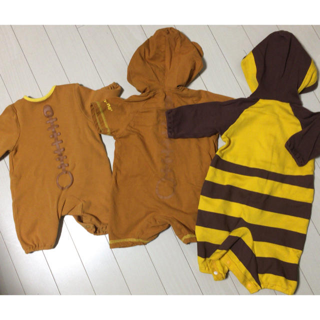 可愛い リラックマ ロンパース カバーオール 3枚セット キッズ/ベビー/マタニティのベビー服(~85cm)(ロンパース)の商品写真