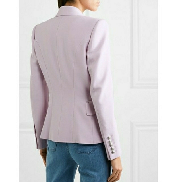 BALMAIN(バルマン)の新品 バルマン ダブルブレスト ウールブレザーLILAC レディースのジャケット/アウター(テーラードジャケット)の商品写真