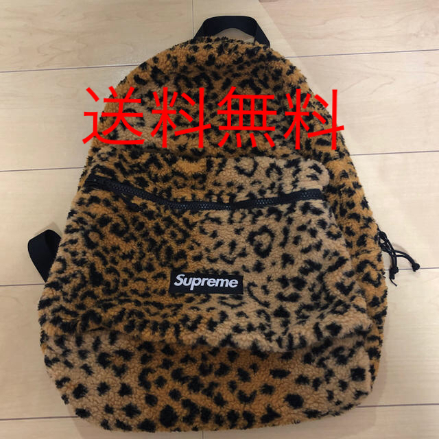 Supreme 2017AW Leopard Fleece Backpack シュプリーム レオパードフリースバックパック リュック バッグ ボア ヒョウ柄 ブラウン【200620】【新古品】【me04】