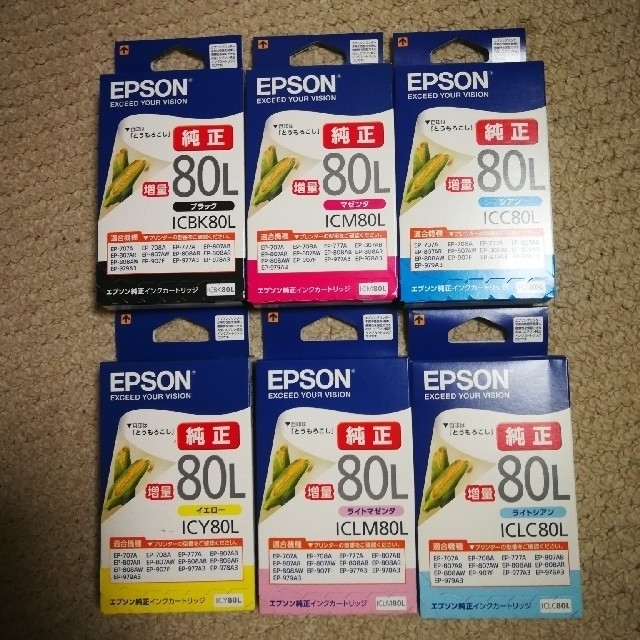 EPSON(エプソン)のEPSON 純正インクカートリッジ 80L増量タイプ×6色×3個セット インテリア/住まい/日用品のオフィス用品(オフィス用品一般)の商品写真