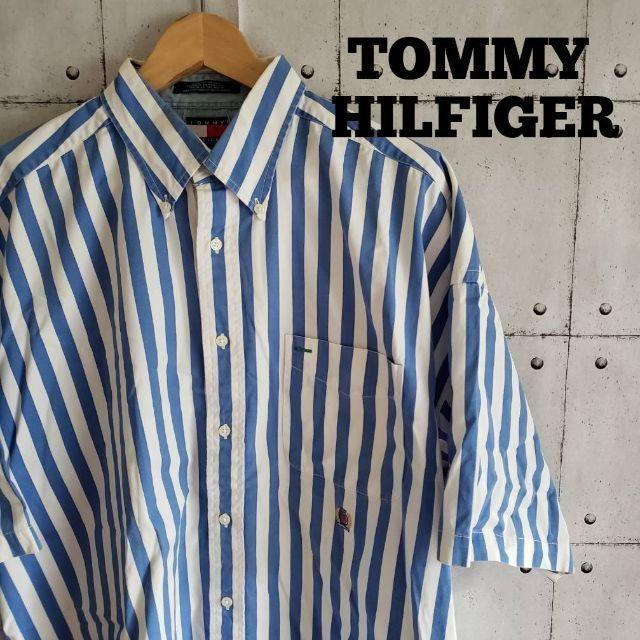 【90s 】トミー ヒルフィガー ストライプ BDシャツ ビッグサイズ L