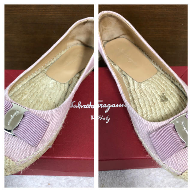 Salvatore Ferragamo(サルヴァトーレフェラガモ)の美品!!フェラガモ エスパドリーユ ピンク フラットシューズ バレエシューズ レディースの靴/シューズ(バレエシューズ)の商品写真