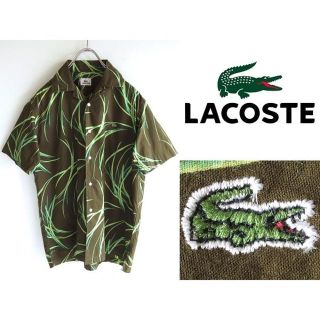 ラコステ(LACOSTE)の希少デザイン ラコステ 手書き風ボタニカル柄 チビワニ刺繍アロハシャツ 2(シャツ)