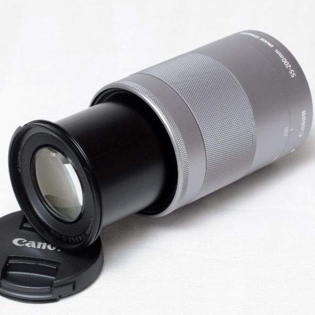 ✨新品・保証付✨Canon EF-M 55-200✨望遠ズーム✨キャノン✨銀スマホ/家電/カメラ