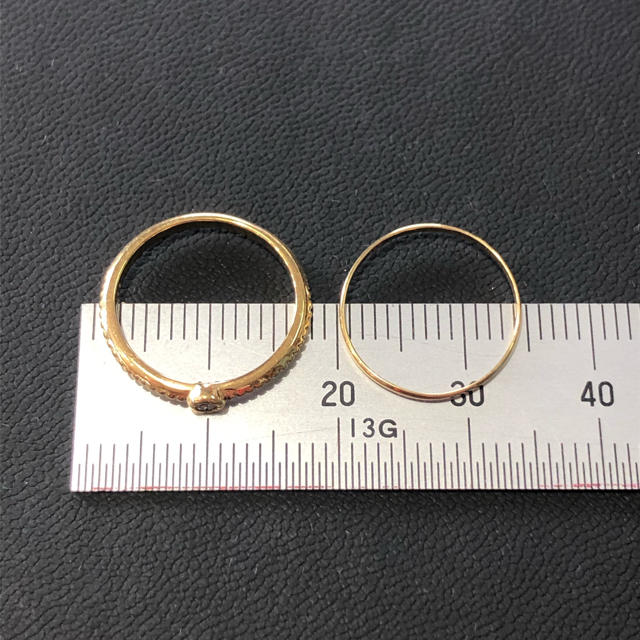 K18 ピンキーリング2本セット レディースのアクセサリー(リング(指輪))の商品写真