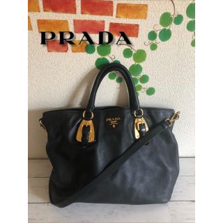 プラダ(PRADA)のPRADA プラダ トートバッグ／ショルダーバッグ 黒 レザー(トートバッグ)