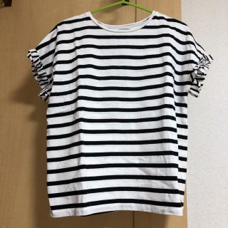 ユナイテッドアローズ(UNITED ARROWS)の美品 ユナイテッドアローズ ボーダー Tシャツ フリル袖 袖フリル 半袖(Tシャツ(半袖/袖なし))