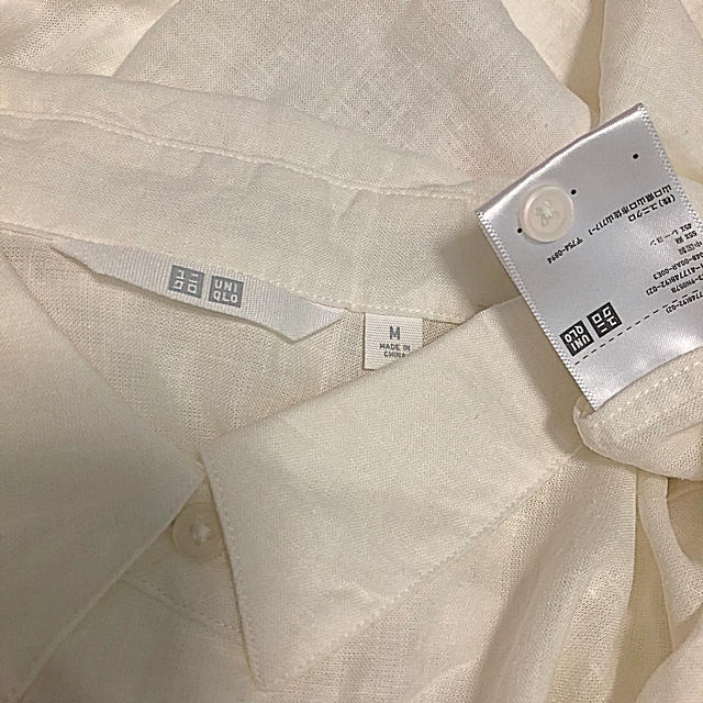 UNIQLO(ユニクロ)のユニクロ　リネンブレンドロングシャツ ワンピース size M ホワイト レディースのワンピース(ロングワンピース/マキシワンピース)の商品写真