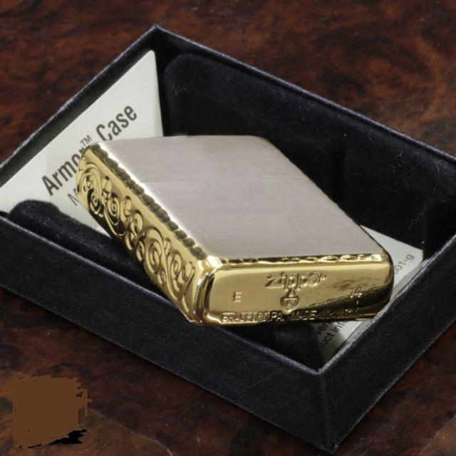 ZIPPO(ジッポー)のzippo 限定アーマー ジッポ 3面彫刻　シルバー＆ゴールド メンズのファッション小物(タバコグッズ)の商品写真