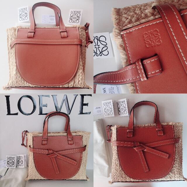 LOEWE ロエベ Gate レザー ラフィア 2way トート バッグ