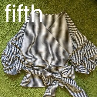 フィフス(fifth)の【美品】fifthフィフス カシュクールギンガムチェックブラウスカットソー (シャツ/ブラウス(長袖/七分))