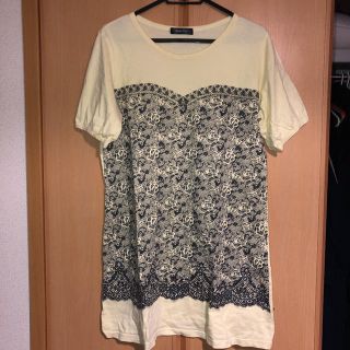 ロンT イエロー 花柄レース柄(Tシャツ(半袖/袖なし))