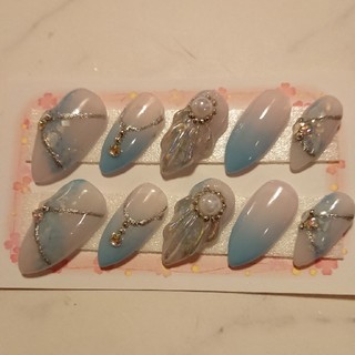 シアーパープル×ブルー人魚の鱗ネイルチップ(つけ爪/ネイルチップ)