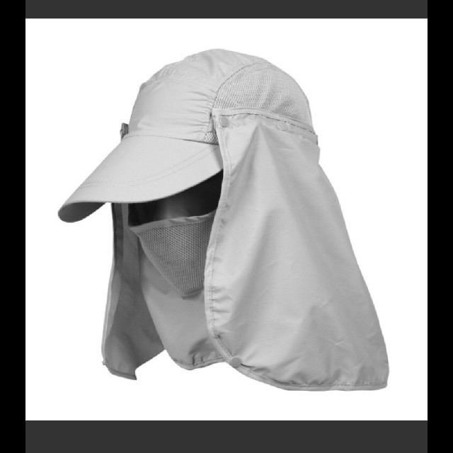 野外作業に 日焼け帽子 紫外線対策 グレー レディースの帽子(麦わら帽子/ストローハット)の商品写真