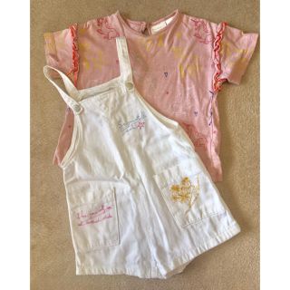 ザラキッズ(ZARA KIDS)のザラベイビー 刺繍入りオーバーオール サロペット&Tシャツ 80㎝(Ｔシャツ)