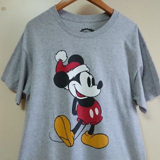 ディズニー(Disney)の☆US古着ミッキーマウス/サンタ/ディズニー/プリントTシャツL(Tシャツ/カットソー(半袖/袖なし))