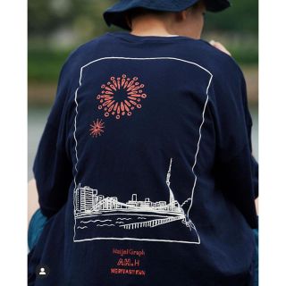 ビームス(BEAMS)の希少 AH.H 久米繊維工業 隅田川TEE ネイビー 長谷川昭雄(Tシャツ/カットソー(半袖/袖なし))