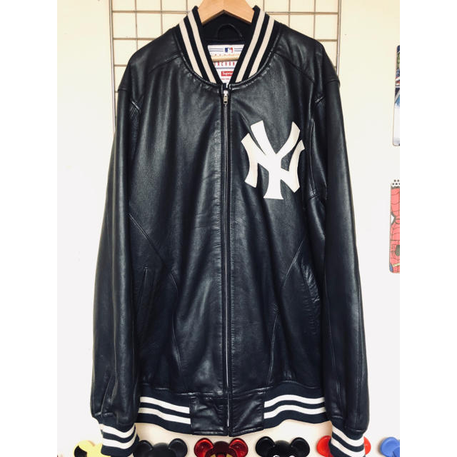 supreme yankees leather jacket