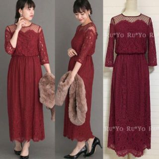 URBAN RESEARCH ROSSO - Chaco ドットチュール×パネルレースドレス