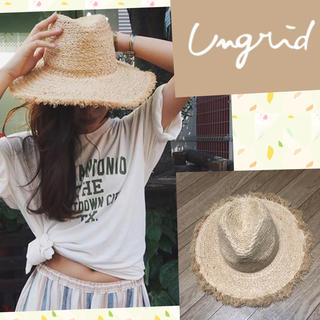 アングリッド(Ungrid)の新品同様 ラフィア フリンジHAT todayful ZARA moussy(麦わら帽子/ストローハット)