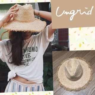 アングリッド(Ungrid)の新品同様 ラフィア フリンジHAT todayful ZARA moussy(麦わら帽子/ストローハット)