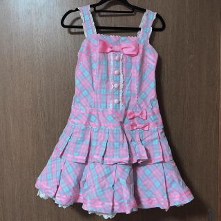 アンジェリックプリティー(Angelic Pretty)のAngelicPretty チェックJSK バレッタセット(ひざ丈ワンピース)