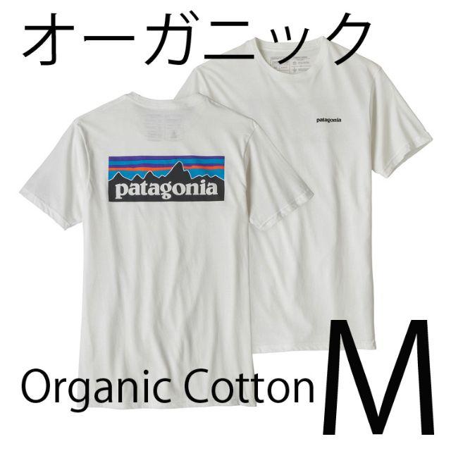 新品 速達 即日発送 M パタゴニアP-6ロゴ オーガニック 白Tシャツ