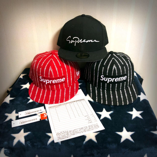 Supreme 2019ss Text Strip eNewEra  赤 ラージ