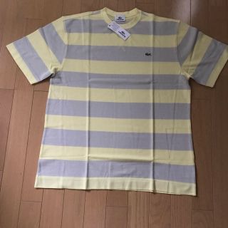 ラコステ(LACOSTE)のラコステ  ボーダーTシャツ   イエロー/グレー  Lサイズ(Tシャツ/カットソー(半袖/袖なし))