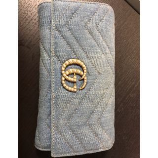 グッチ(Gucci)の GUCCI GGマーモント 日本限定デニム生地長財布(財布)