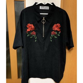 ヴァンキッシュ(VANQUISH)のLEGENDA ハーフジップ 薔薇 ローズ 刺繍 Tシャツ(Tシャツ/カットソー(半袖/袖なし))