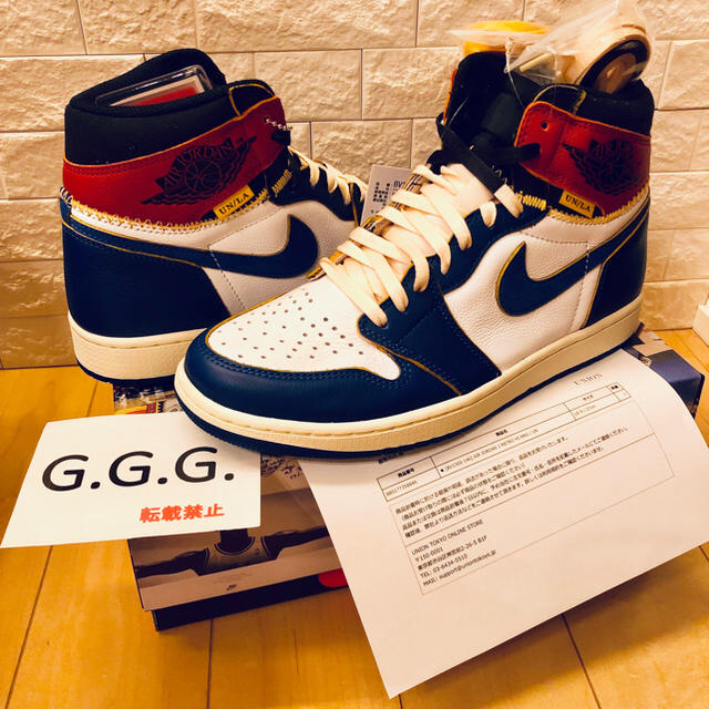 27.0 青 UNION AIR JORDAN 1 RETRO HI ユニオン