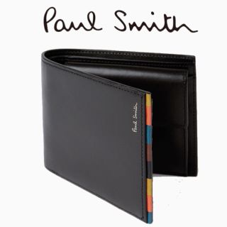 ポールスミス(Paul Smith)の新品 ポールスミス ２つ折財布 黒 牛革 ストライプ(折り財布)