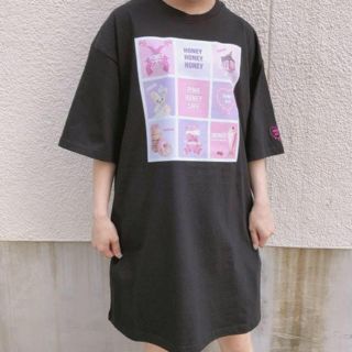 ハニーシナモン(Honey Cinnamon)のHONEY CINNAMON くまBIG Tシャツ ブラック  タグ付き 新品(Tシャツ(半袖/袖なし))