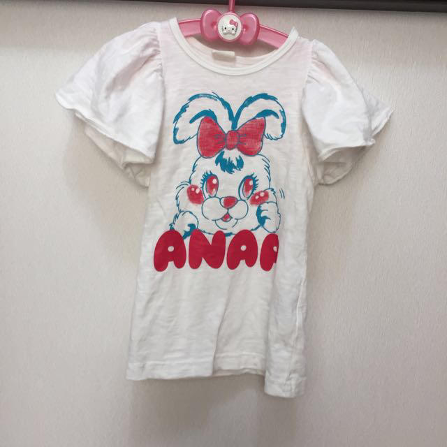 ANAP Kids(アナップキッズ)の肩フリル ANAPチュニックワンピ90 キッズ/ベビー/マタニティのキッズ服女の子用(90cm~)(Tシャツ/カットソー)の商品写真