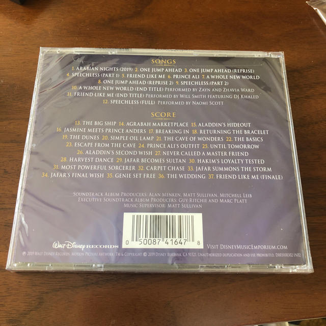 Disney(ディズニー)のアラジン 輸入盤サウンドトラック エンタメ/ホビーのCD(映画音楽)の商品写真