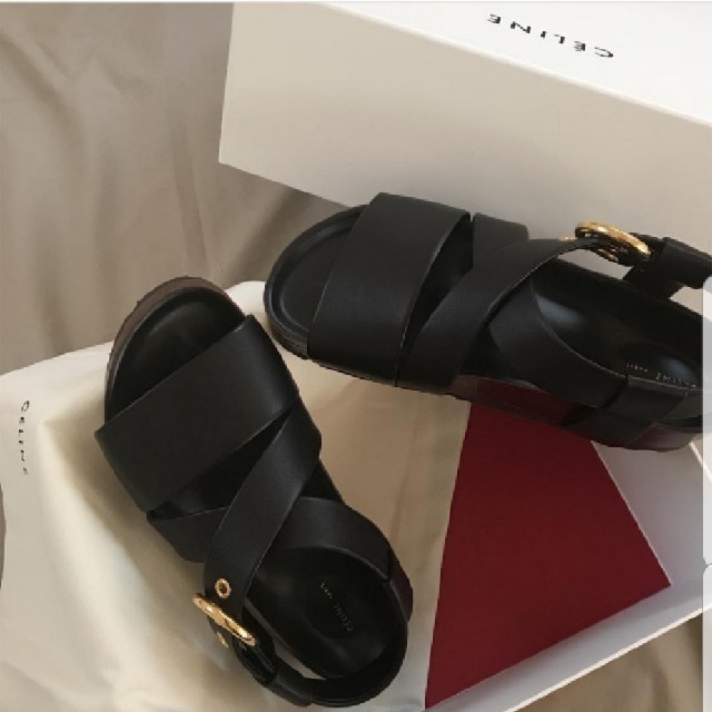 celine - 美品 CELINE セリーヌ サンダル ボクシ ー フラットサンダル