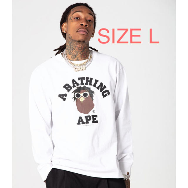 送料無料 BAPE WIZKHALIFA L/S WHITE L