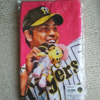 ハンシンタイガース(阪神タイガース)の『新品、未開封』阪神タイガース 梅野選手明日も勝つばい！フェイスタオル(記念品/関連グッズ)