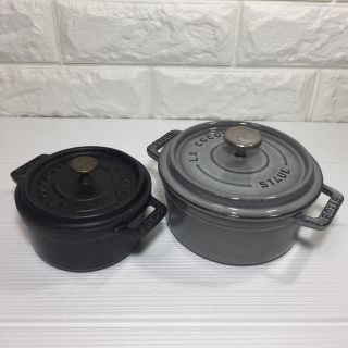 ストウブ(STAUB)のゆみ様専用    ストウブ   10cm12cm ブラック&グレー 中古美品 鍋(鍋/フライパン)