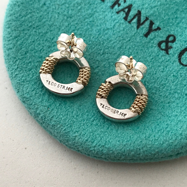 TIFFANY ハート ピアス 14K コンビ ティファニー