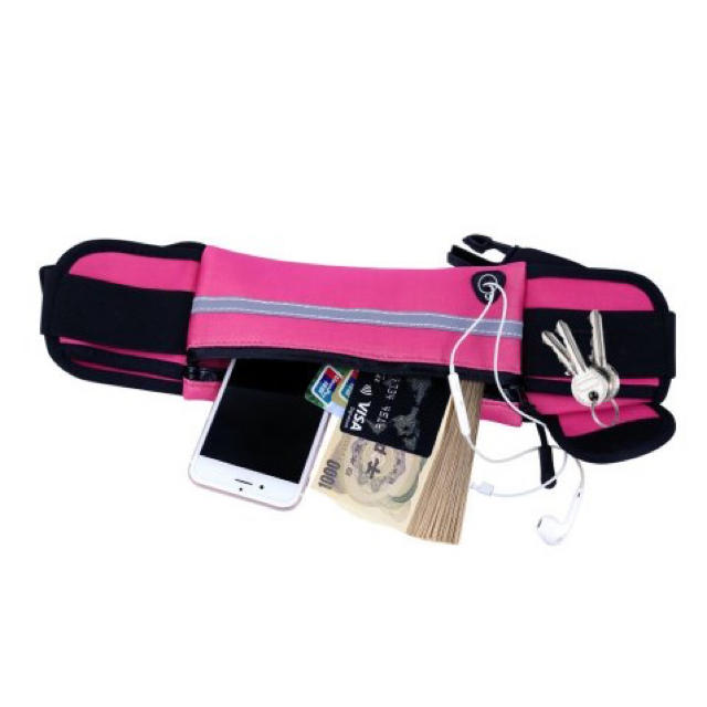 ランニング ポーチ ウエストポーチ ジョギングポーチ ピンク 軽量 新品 レディースのバッグ(ボディバッグ/ウエストポーチ)の商品写真