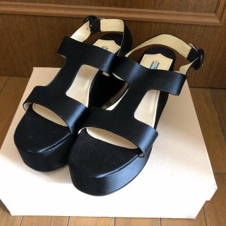 プラダ(PRADA)のセール PRADA サテンサンダル ブラック 40.1/2 26cm(サンダル)