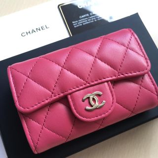 シャネル(CHANEL)の新品♡大丸購入 CHANEL シャネル キーケース ローズピンク ラムスキン(キーケース)