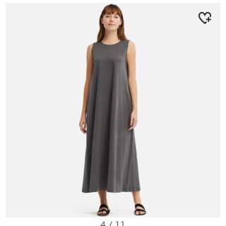 ユニクロ(UNIQLO)のUNIQLO ユニクロ Aラインワンピース S グレー(ロングワンピース/マキシワンピース)