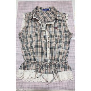 バーバリーブルーレーベル(BURBERRY BLUE LABEL)のBURBERRY フリルチェックシャツ(シャツ/ブラウス(半袖/袖なし))